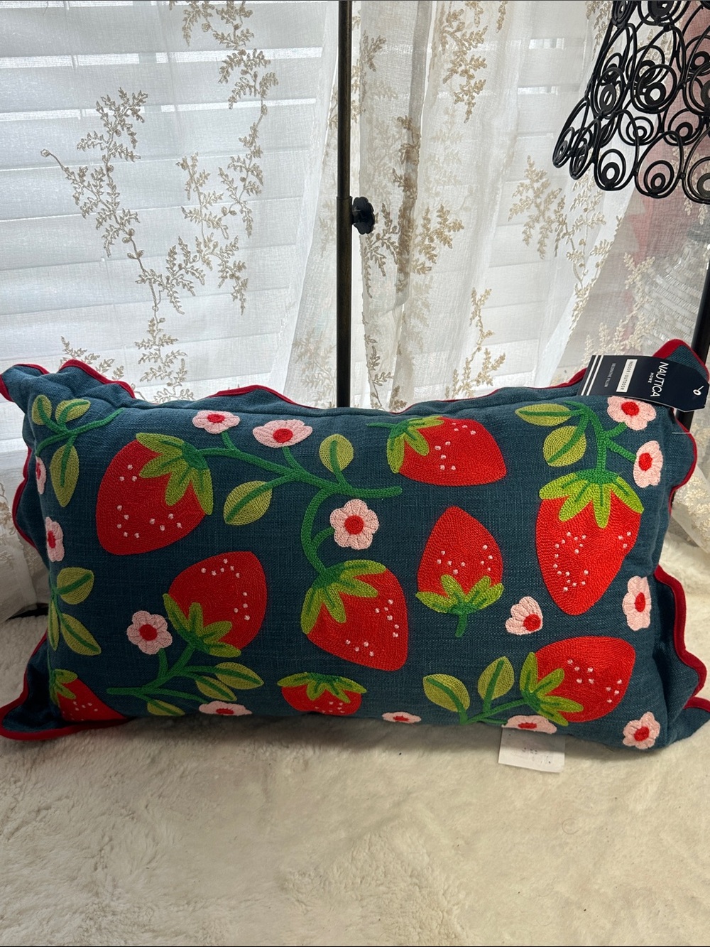 Nautica indoor outdoor strawberry decorative pillow